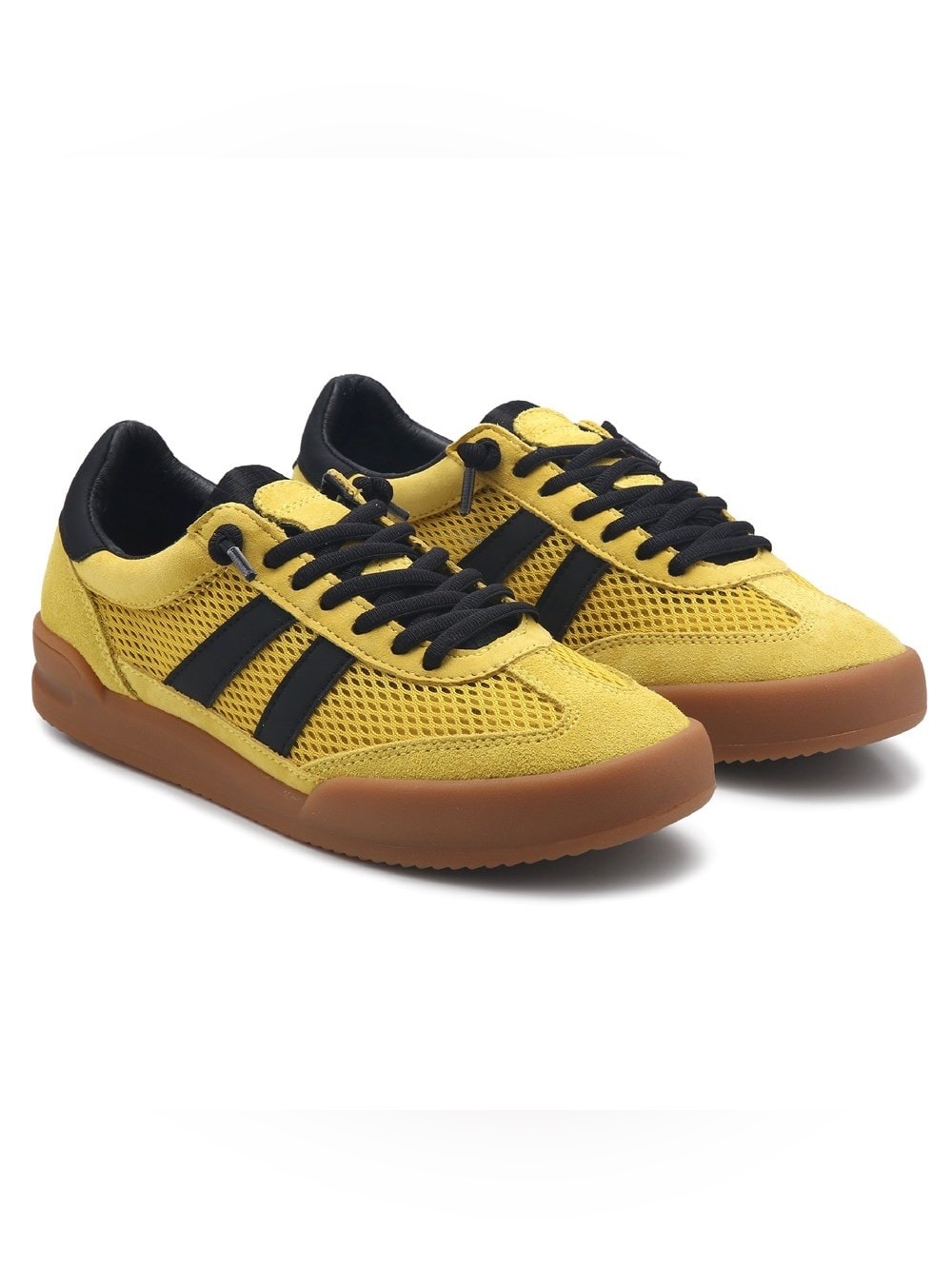 Steve Madden Verdict Sneakers Yellow Black Suede Mesh Leather Gum Soles Size 11